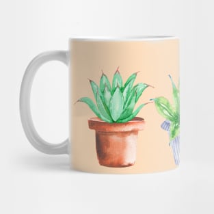 Watercolor Potted Green Succulents Mug